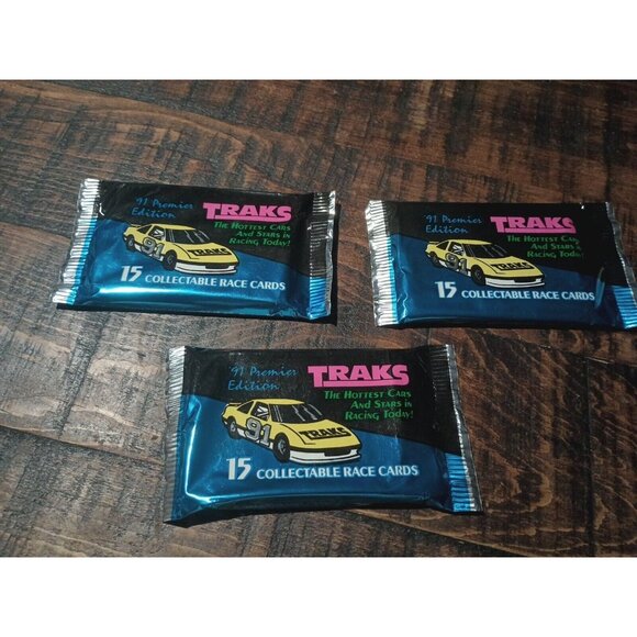 3 TRAKS 1991 Premier Edition NASCAR UNOPENED 15 race Card Cards Pack New Sealed - Picture 1 of 2